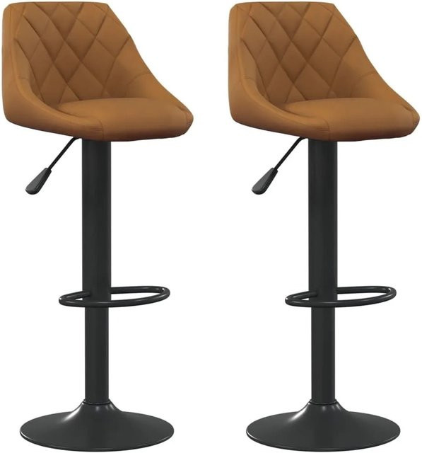 DELUKE Barhocker DUKE 2er Set, höhenverstellbare Barstühle aus braunem Samt, drehbar für Küche und Hausbar - Bild 1