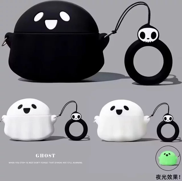 Xiaomi Silikon-Schutzhülle für Redmi Buds 6 im niedlichen Cartoon-Geist-Design, Farbe: Schwarz - Bild 1