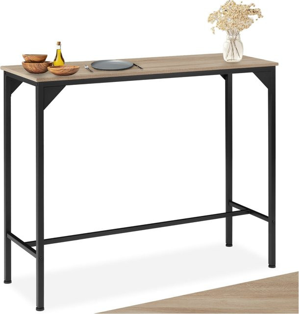 tectake Bartisch im Industrial Style aus MDF-Platte und pulverbeschichtetem Stahl, rechteckig, Braun, B/T/H: 120 x 40 x 100,5 cm - Bild 1
