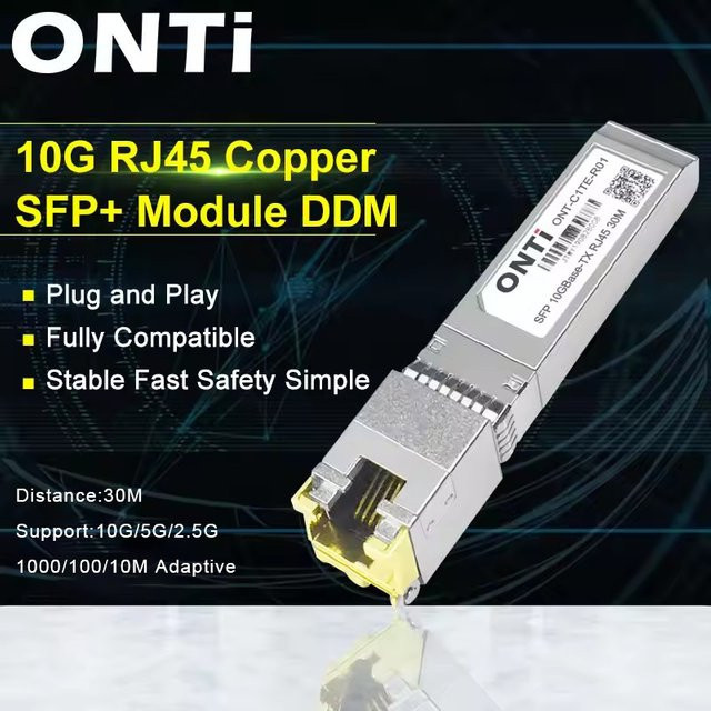 ONTi 10G RJ45 Kupfer SFP+ Modul 10GBase-Tx Ethernet für FTTH kompatibel mit Cisco und Mikrotik Switch - Bild 1