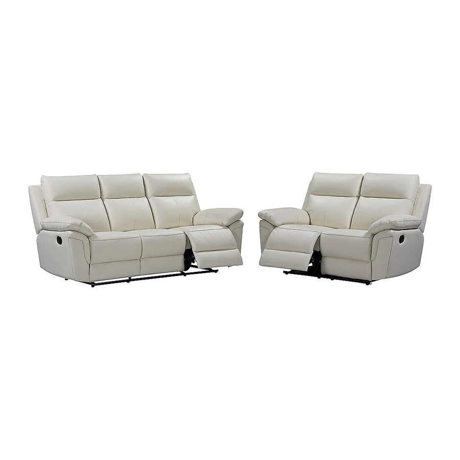Vente-unique Couchgarnitur Pakita aus Büffelleder in Elfenbein mit 3-Sitzer und 2-Sitzer, B/T/H: 208 x 153 cm - Bild 2