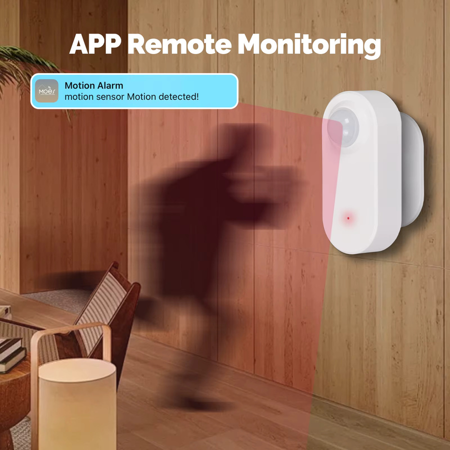 MOES Zigbee Bewegungssensor, kabelloser batteriebetriebener PIR-Detektor in Weiß, kompatibel mit Tuya und Smart Life App für deine Heimsicherheit und Szenenverknüpfung - Bild 2