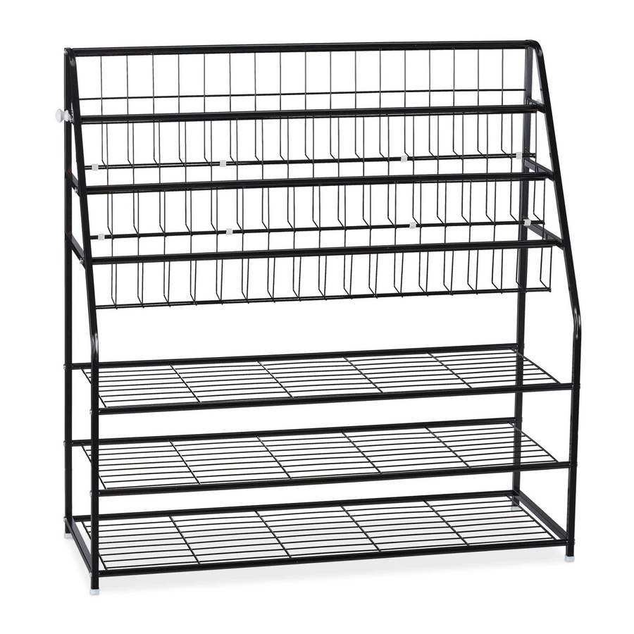 Relaxdays Zeitschriftenregal aus Metall in Schwarz, freistehend in moderner Gitter-Optik, B/T/H: 96 x 37 x 97 cm - Bild 2