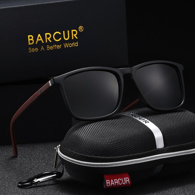 BARCUR Sonnenbrille, quadratisch, Vollrand, Kunststoff, schwarz - Bild 1