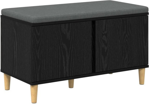 vidaXL Flurbank mit Kissen und Schuhregal in Schwarzer Eiche, B/T/H: 80 x 38 x 46 cm