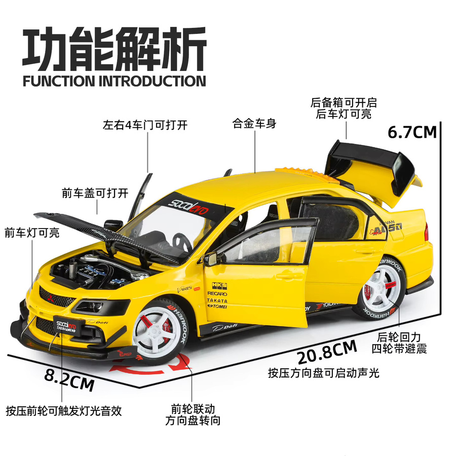 Lancer EVO IX EVO9 Modifizierte Version, Modell Auto, 1:24, mit Sound und Licht - Bild 2