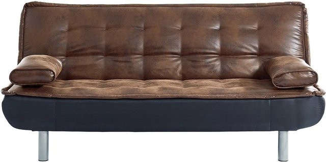 Vente-unique Schlafsofa Mishan Braun im Vintage-Stil mit Schlaffunktion und Armlehnen - Bild 1