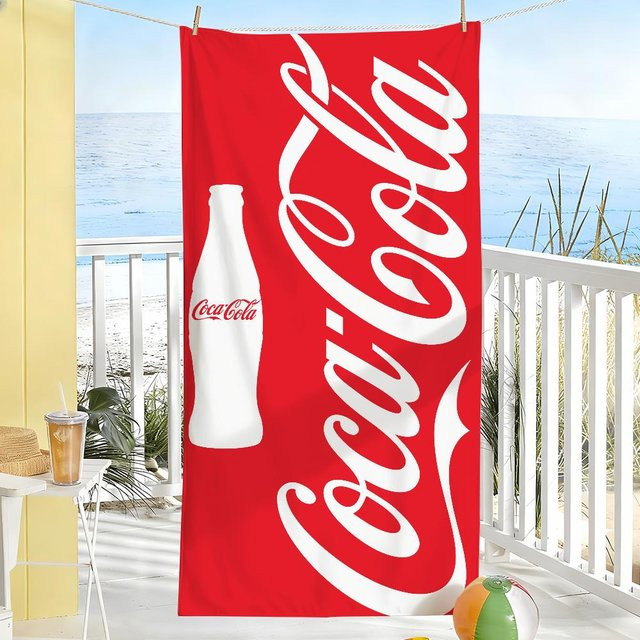 Schnelltrocknendes Sport-Handtuch mit Coca-Cola Print in Weiß und Rot, B: 60 cm, H: 130 cm - Bild 1
