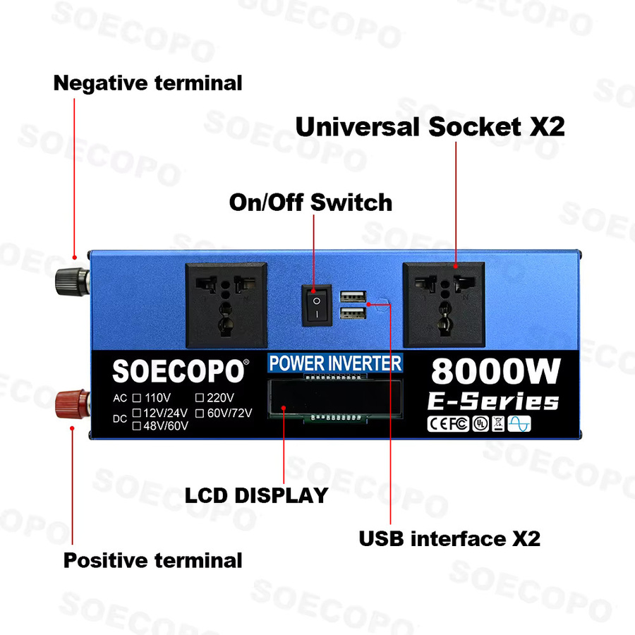 Soecopo 8000 W Solarsystem mit 100 A Controller und 500 W Panel für Zuhause, Wohnmobil und Camping, DC 12 V/24 V bis 110 V/220 V Wechselrichtersystem, CE-zertifiziert - Bild 2