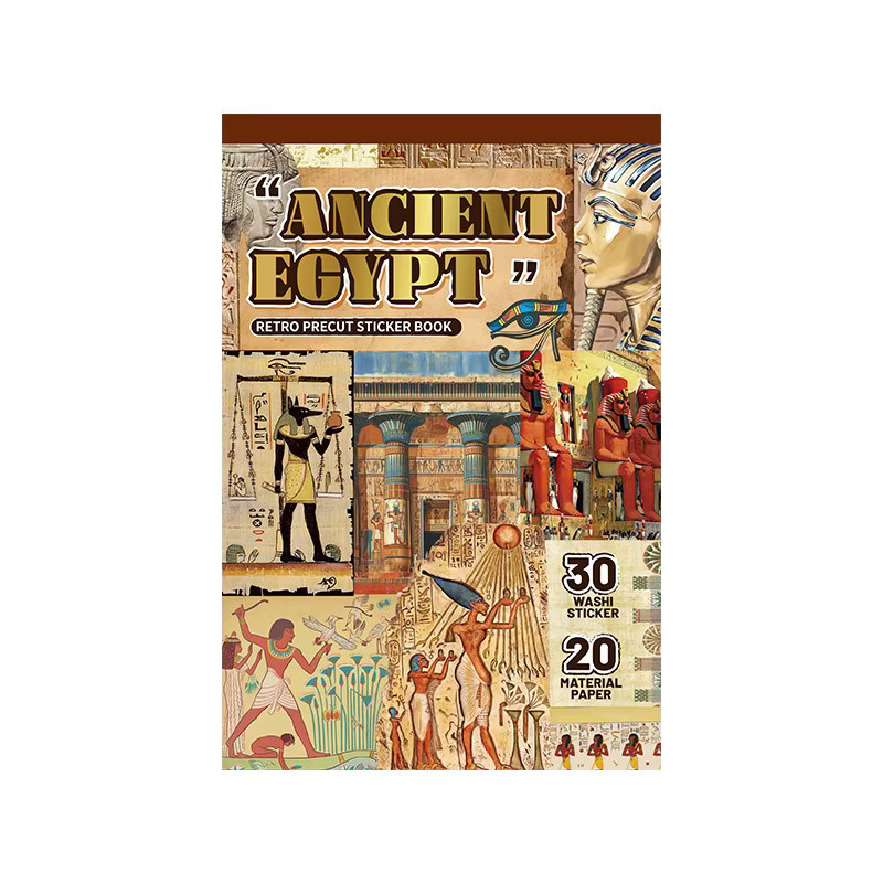50 Blatt Retro-Stickerbuch im altägyptischen Stil mit dekorativen gestanzten Aufklebern in Rot und Multicolour - Bild 6
