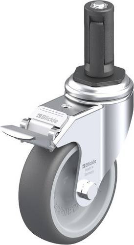 Blickle LKRA-PATH 101G-11-FI-ER13 Lenkrolle mit Feststeller, Rad-Durchmesser: 100 mm, Tragfähigkeit: 120 kg, Farbe: Silber/Grau - Bild 1