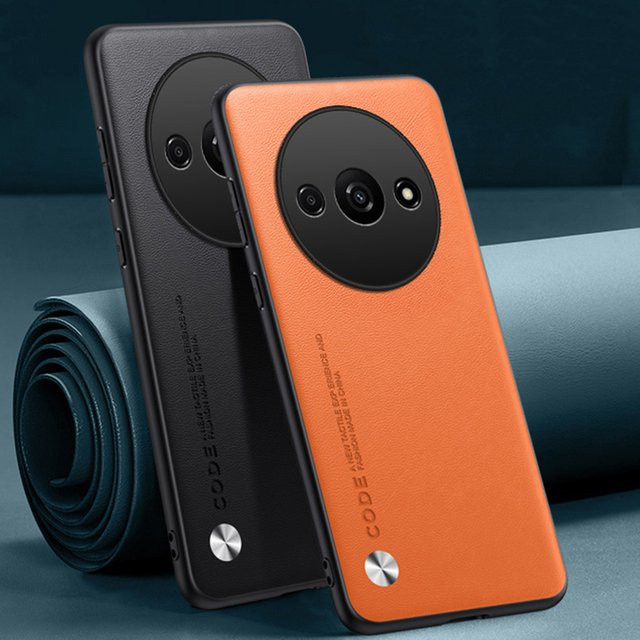 Luxus PU-Lederhülle für Xiaomi Redmi A3, A3X und Poco C61 in Schwarz, Stoßfeste Silikon-Handyhülle für Vollschutz - Bild 1