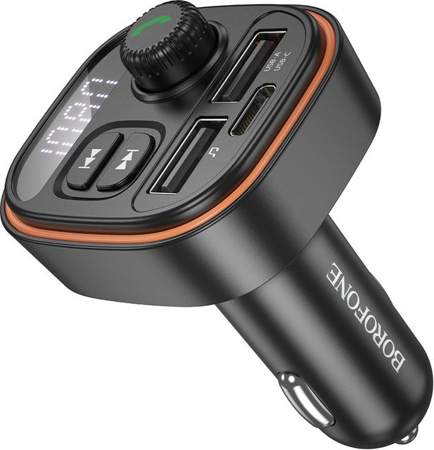Borofone BC59 Heroic Bluetooth FM Modulator in Schwarz mit 2 x USB-A und 1 x USB-C - Bild 1