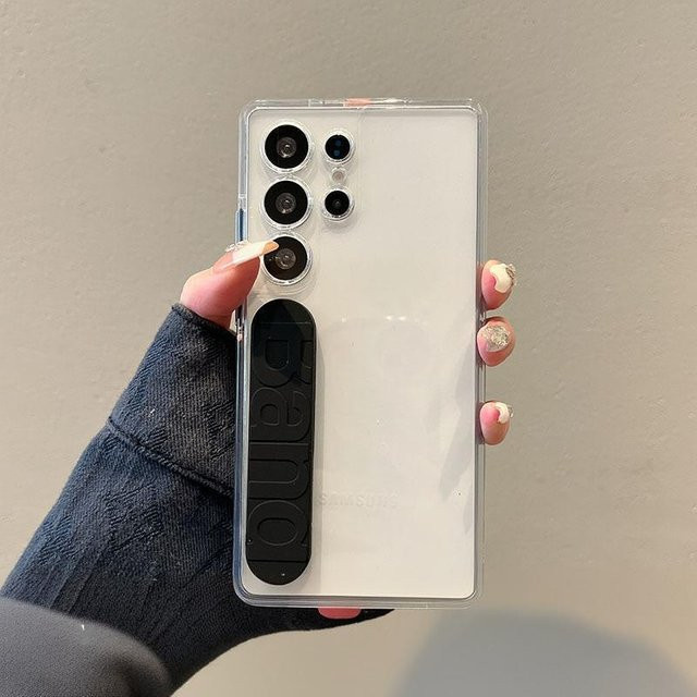 Transparente elastische Handgelenkband-Hülle für Samsung Galaxy S26 S25 S24 S23 Ultra in Schwarz - Bild 1