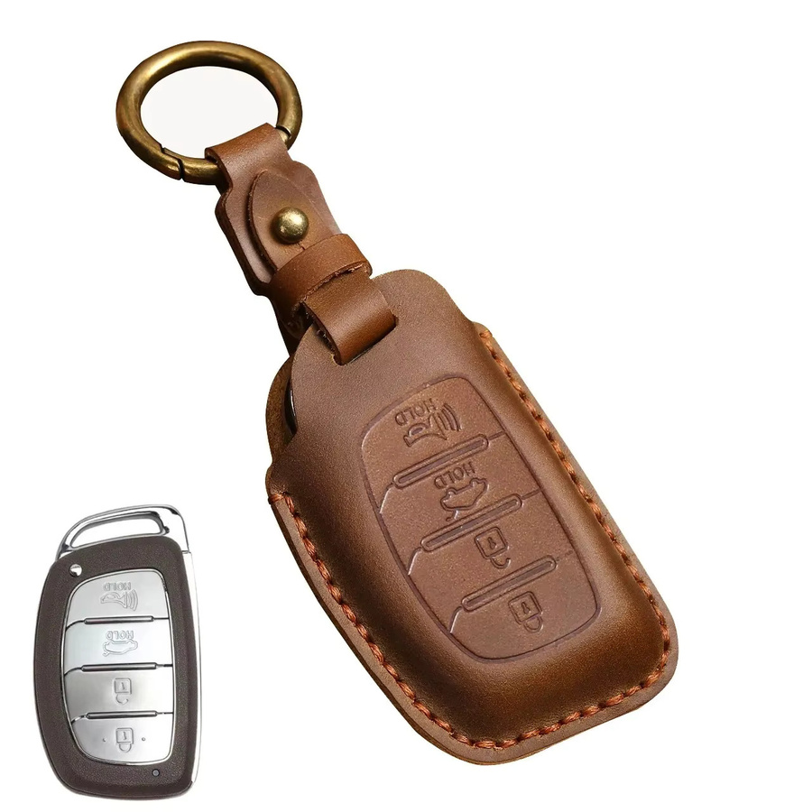 ICAR Autoschlüssel Etui aus Leder für Hyundai ix25 ix35 ix45 Tucson Sonate Rena Creta Verna Solaris Mistra Elantra Akzent mit 3 oder 4 Tasten - Bild 3