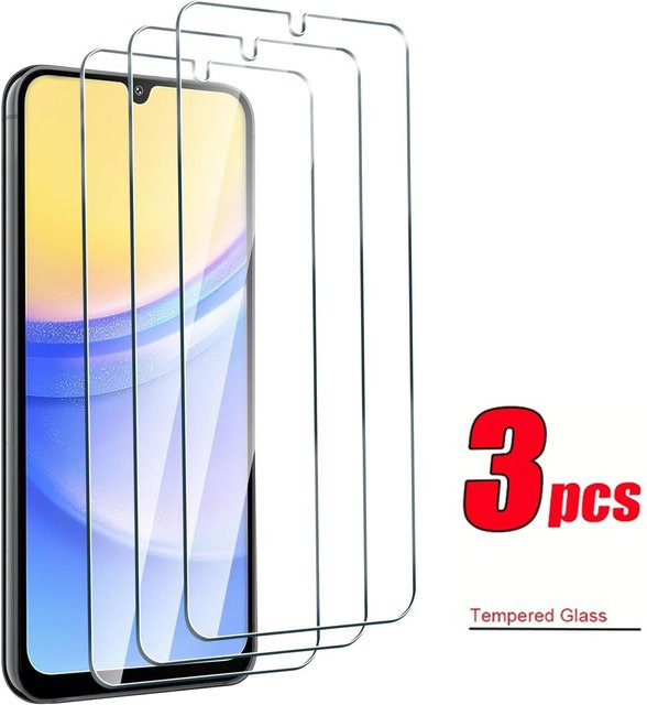 3er-Pack Displayschutz aus gehärtetem Glas für Samsung Galaxy A15 A05 A05S A25 A35 A55 A04 A04E A04S A14 4G 5G A24 A54 A34, Vollkleber, Transparent/Weiß - Bild 1