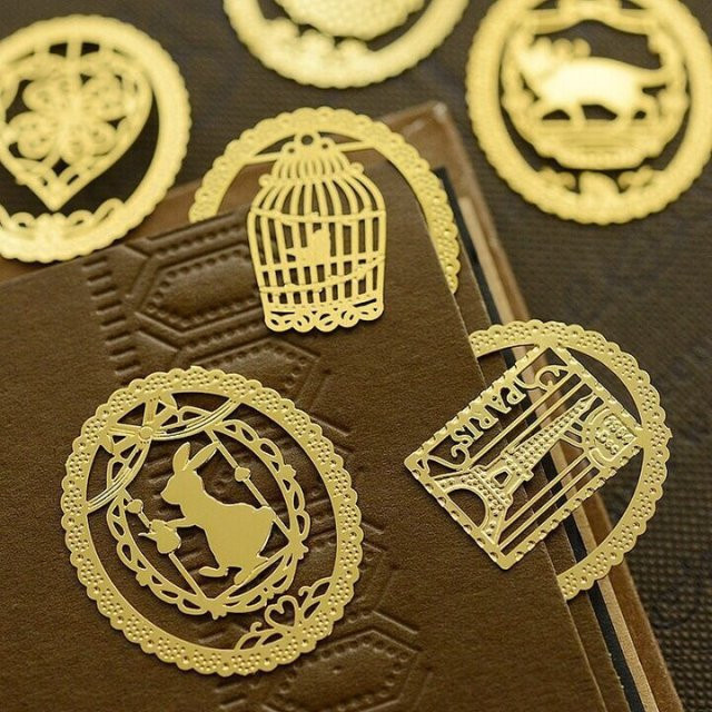 Kreatives Metall Lesezeichen in Gold mit süßem Cartoon Tier Design für Büro und Schule - Bild 1