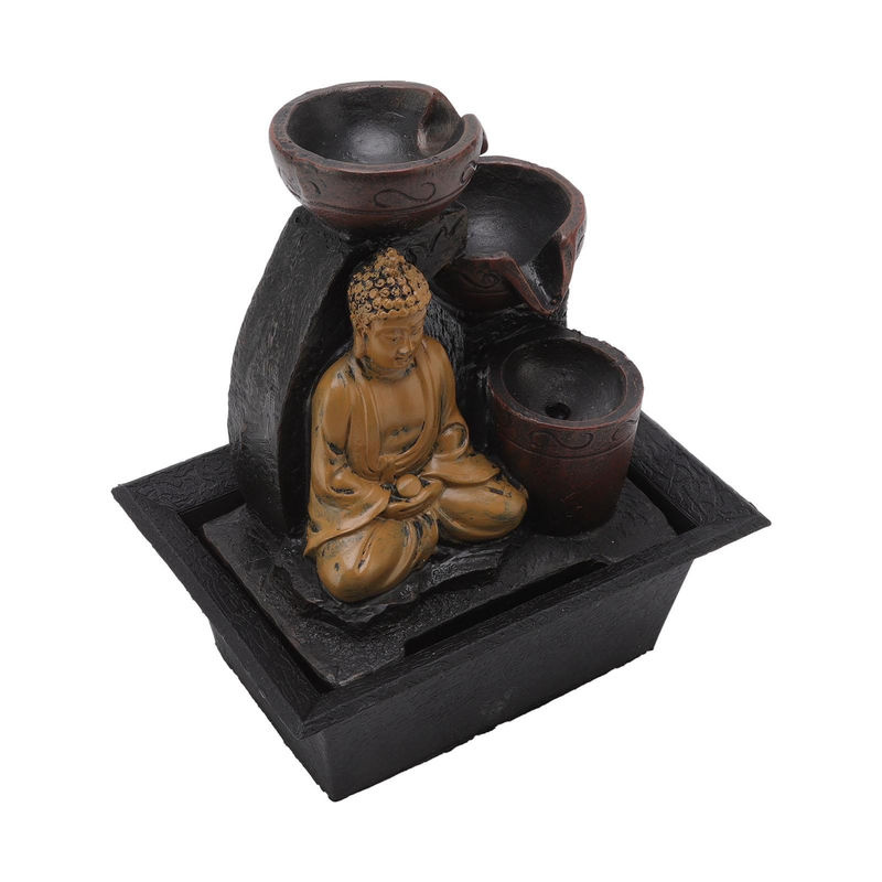 KONNWEI Buddha Wasserfall Dekoration aus Kunstharz mit LED-Beleuchtung in Braun, B/T/H: 13,5 x 18,5 x 22 cm - Bild 6