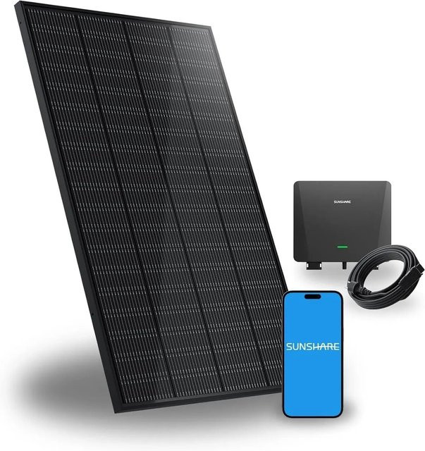 SUNSHARE Ray 200W Balkonkraftwerk Solarsystem in Schwarz ohne Halterung für Balkon, Terrasse oder Dach - Bild 1