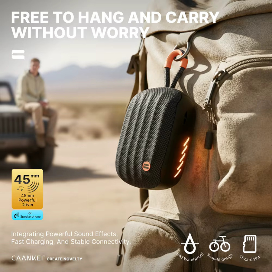 Eye4U Tragbarer Mini-Bluetooth-Lautsprecher mit Fahrradhalterung, IPX7 Wasserdicht, Kabelloser BT5.3 Lautsprecher mit Mikrofon und TWS-Unterstützung, Schwarz - Bild 4