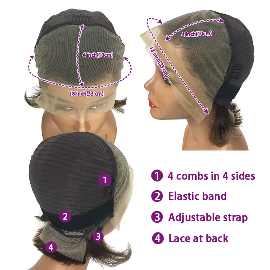 xbeauty Pixie Cut Echthaar Perücke, 13x4 Lace Front, Glatt, 180% Dichte - Bild 6