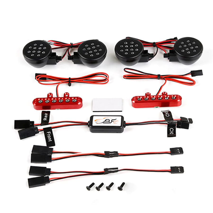 TOP SPEED RC WORLD LED-Frontlampe, Rücklicht, Lichtsteuerungssatz, Netzschalter, 1/5 Rc-Auto, Schwarz, Rot - Bild 2