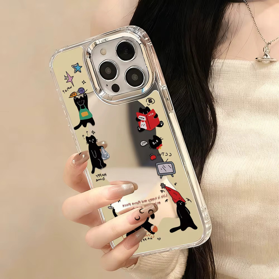 Luxus Katze Make-up Spiegel Handyhülle für Apple iPhone 17 Pro Max, 16, 15, 14, 13, 12 und Air - Bild 5