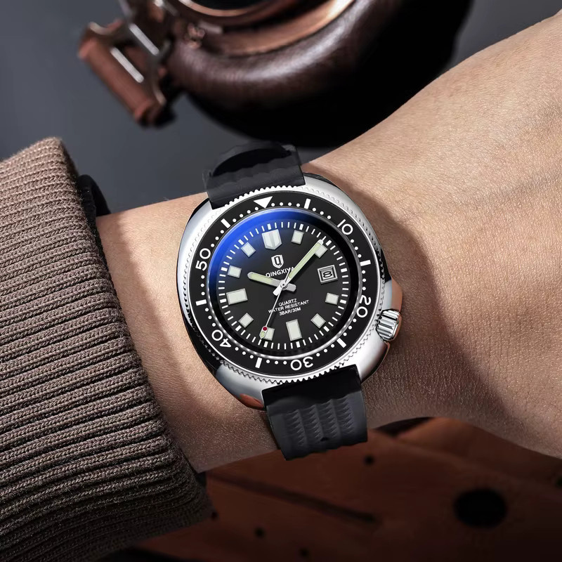 QINGXIYA Armbanduhr, Quarz, Silikon, Schwarz, Herren - Bild 6