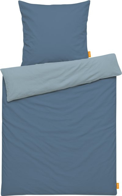 EMMA Baumwollbettwäsche Set mit Bettbezug und Kissenbezug, Blau, B/H: 135 x 200 cm, B/H: 80 x 80 cm - Bild 1