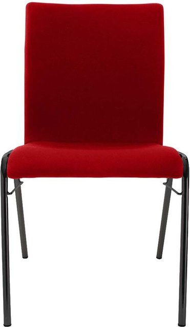 BMV Besucherstuhl A45 aus Buche mit rotem Vollpolster und schwarzem Gestell, B/T/H: 50 x 54 x 86 cm - Bild 1