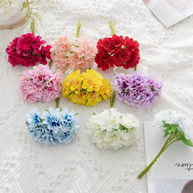 ZQCY Künstliche Blumen Staubblatt Bouquet in Rot und Multicolour für Hochzeit und Dekoration - Bild 1