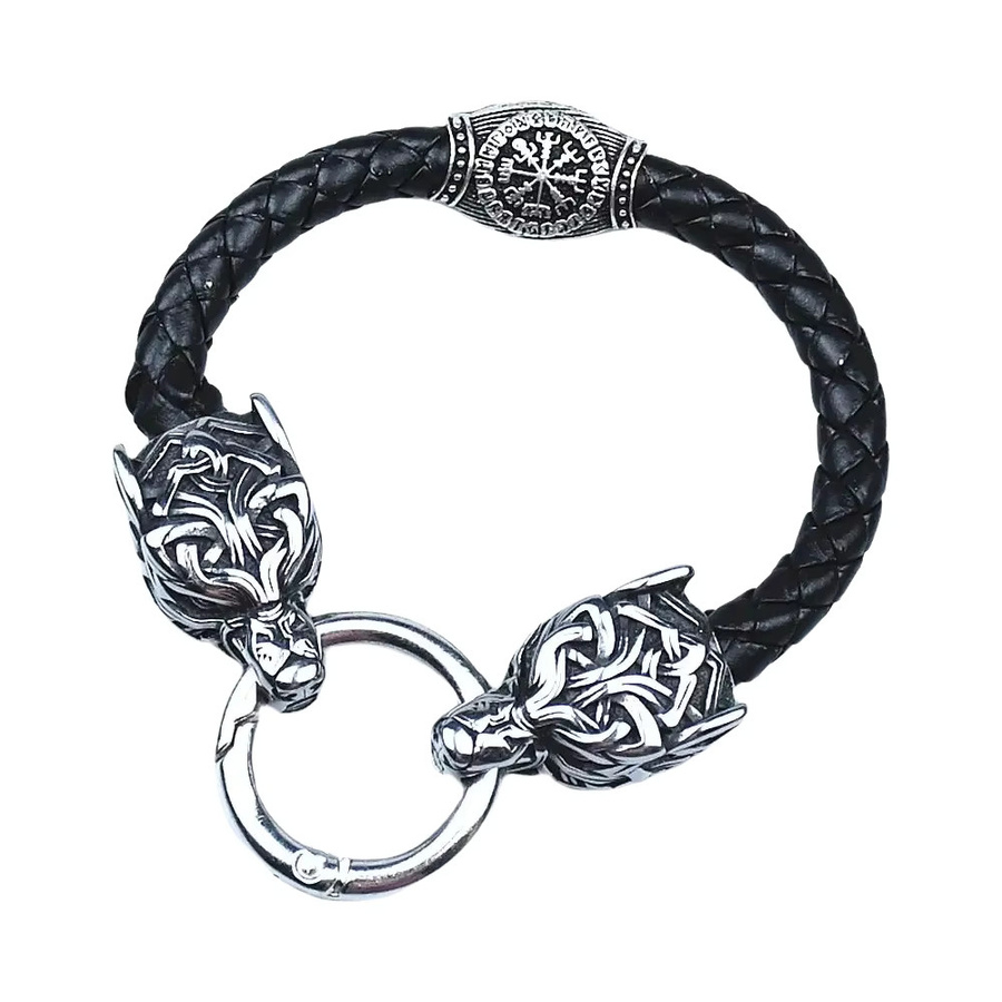 Armband Edelstahl, Leder, Silber, Unisex - Bild 4