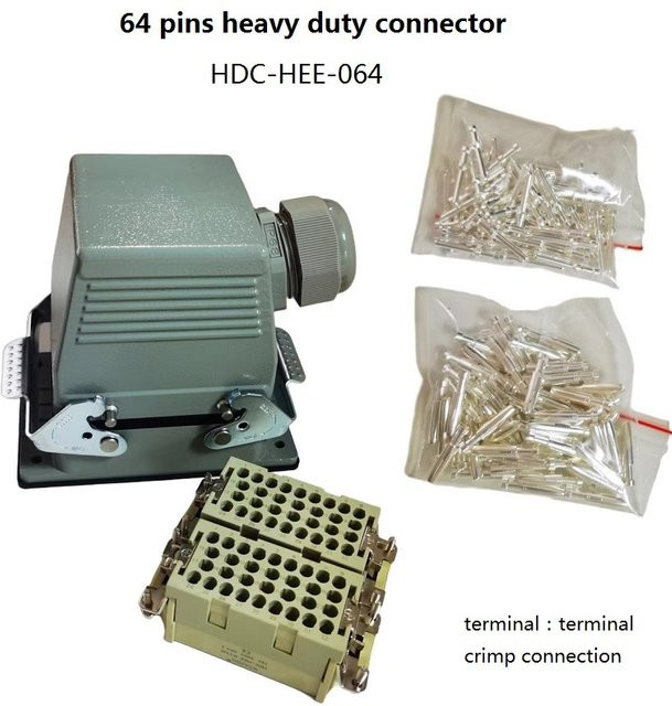 64-poliger Hochleistungssteckverbinder für Luftfahrt und Industrie, wasserdichter Stecker und Buchse in Grau, 16A 500V mit Crimpwerkzeug und Anschlussklemme - Bild 1