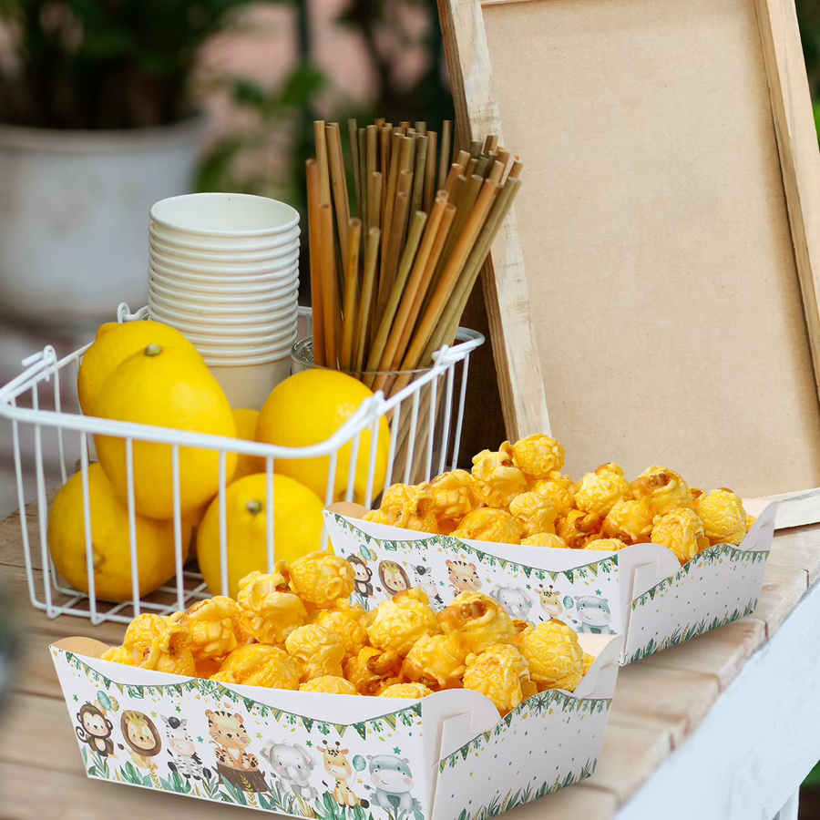 Huiran Mini Snack Tabletts mit Leopardenmuster aus Papier für Safari Thema Geburtstag und Baby Shower in Multicolour - Bild 2