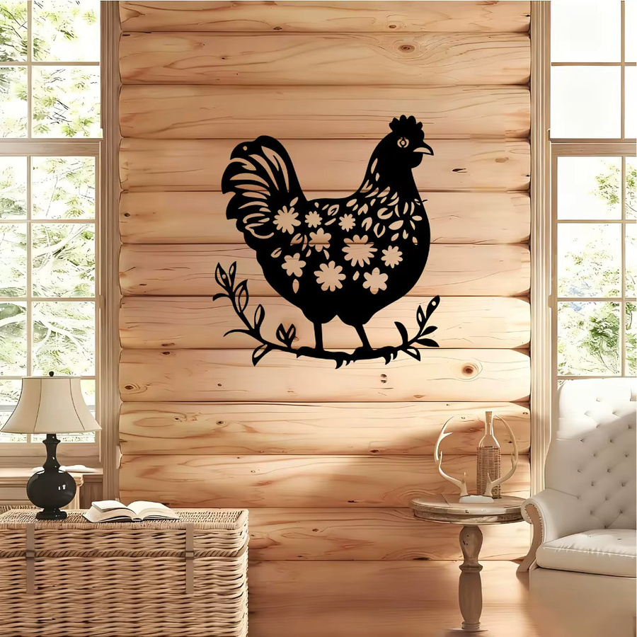 CIFBUY Wanddekoration aus Metall mit Hahn-Motiv in Schwarz im rustikalen Bauernhaus-Stil - Bild 4