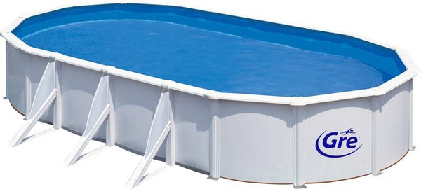 GRE Oval Stahlwand-Pool Fidji in Weiß, B/T/H: 730 x 375 x 120 cm