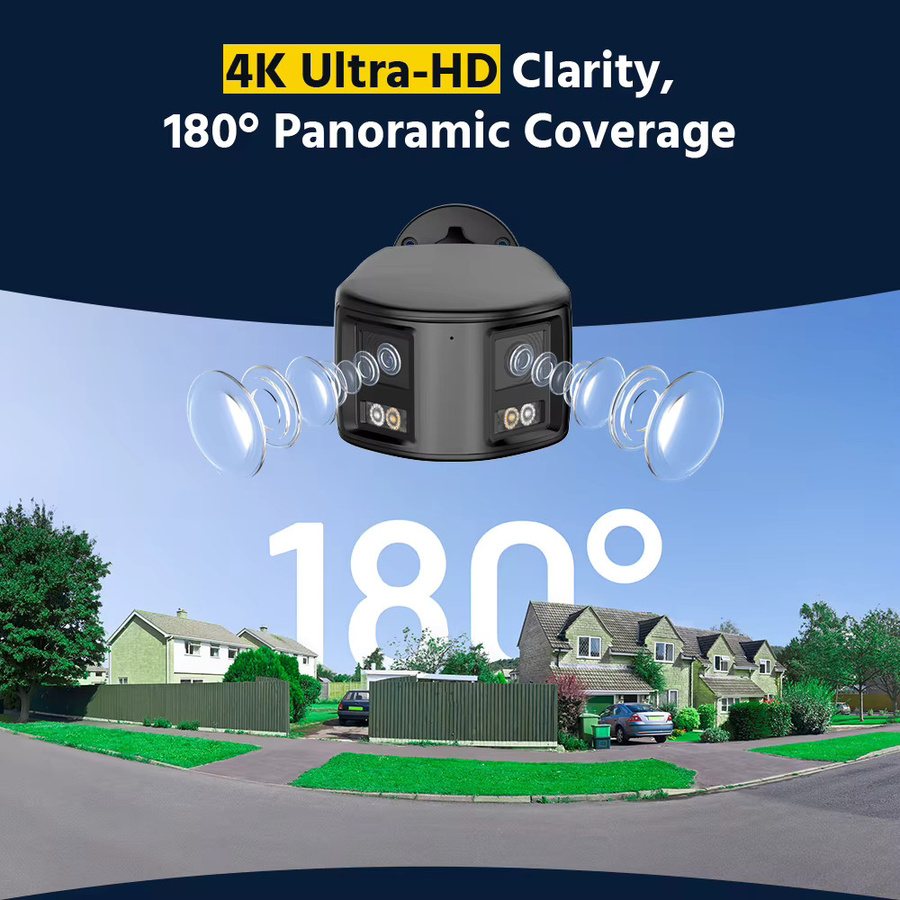ANNKE 4K 8MP Dual-Objektiv POE Überwachungskamera mit 180 Grad Sichtfeld, IP67 Outdoor-Kamera in Schwarz mit intelligenter Farbnachtsicht, aktiver Abschreckung und Zwei-Wege-Audio für NVR - Bild 2