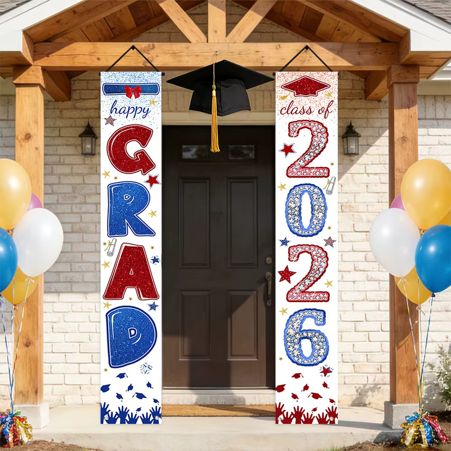 AFYPRTY Polyester-Türbanner-Set Klasse 2026, buntes hängendes Veranda-Schild zur Dekoration für Abschlussfeiern, Rechteckig, Höhe: 180 cm, Breite: 180 cm - Bild 4
