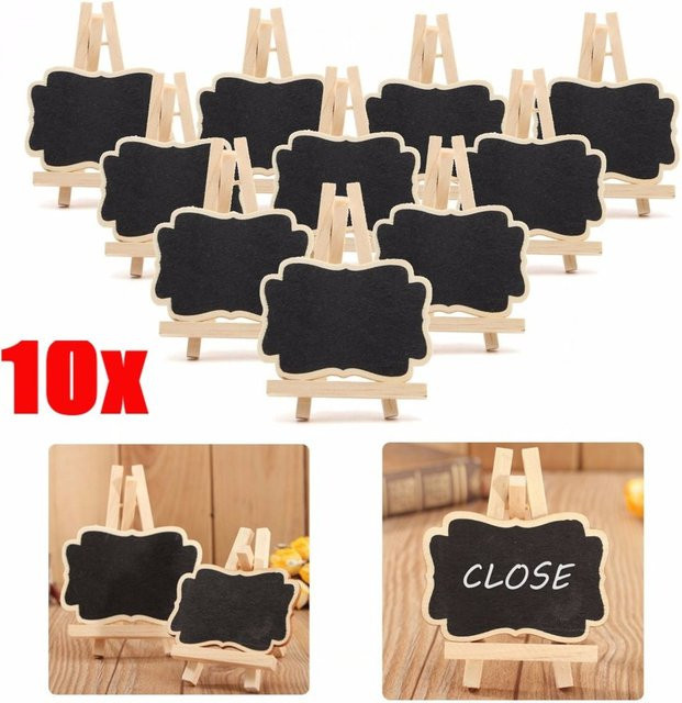 Set aus 10 Mini-Holztafeln als dekorative Nachrichtentafeln in Schwarz für Hochzeit und Party - Bild 1