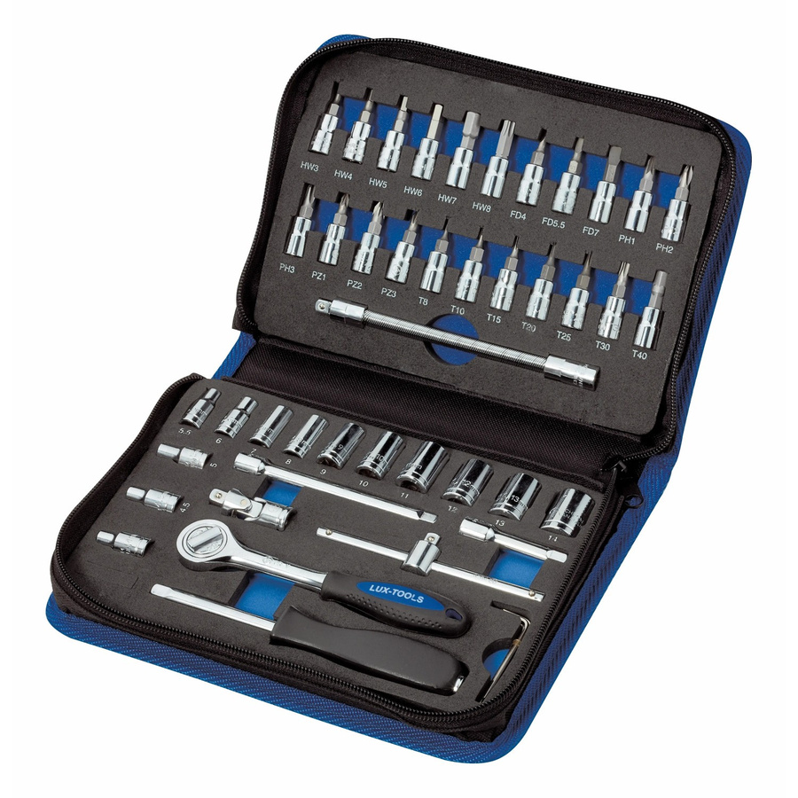 LUX-TOOLS Steckschlüsselsatz 45-teilig aus Chrom-Vanadium mit 1/4 Zoll (6,3 mm) - Bild 2