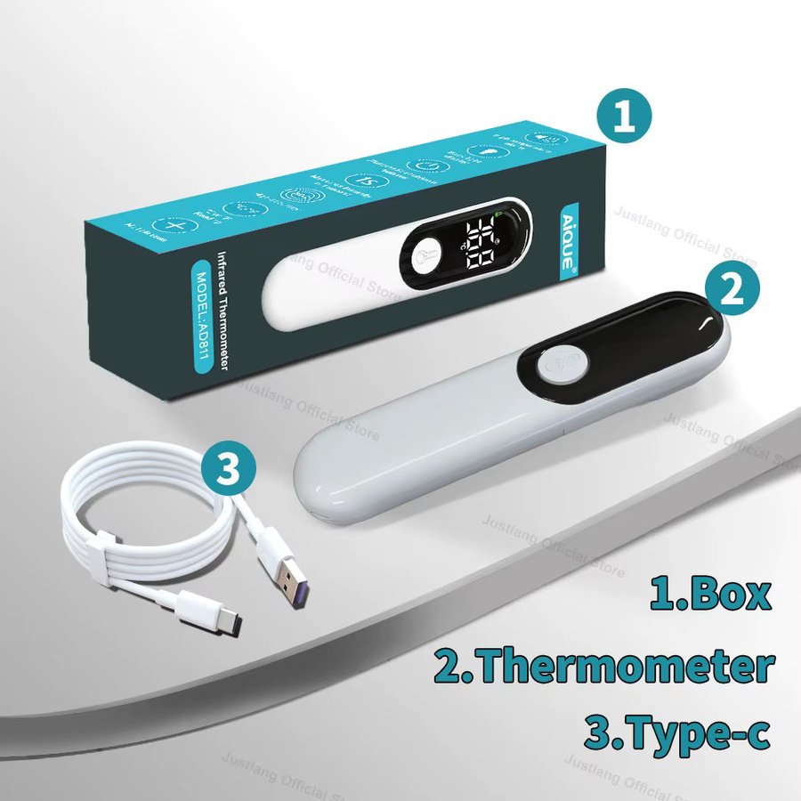 Justlang Wiederaufladbares Infrarot-Stirnthermometer mit LED-Display für Babys und Erwachsene in Weiß - Bild 6