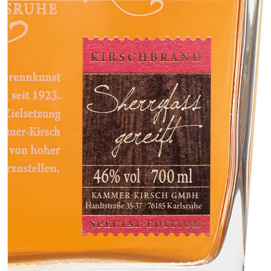 Destillerie Kammer-Kirsch Kirschbrand, im Sherryfass gereift, 0,7 l - Bild 2