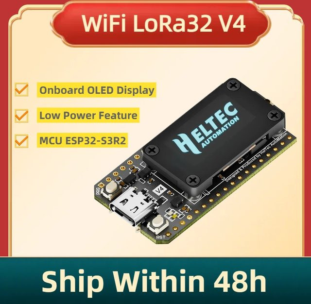 Heltec Meshtastic WiFi LoRa 32V4 Dev-Board mit 0,96 Zoll OLED, ESP32, SX1262, GPS, WiFi und Bluetooth in Schwarz - Bild 1