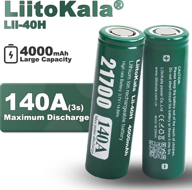 LiitoKala Lii-40H 21700 Hochleistungs-Akku mit 4000 mAh und 140 A Entladung, 3,7 V, Farbe: Grün - Bild 1