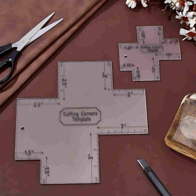 Zwei transparente Acryl-Eckvorlagen für die Taschenherstellung, Breite: 19,8 cm und Breite: 9,9 cm - Bild 1