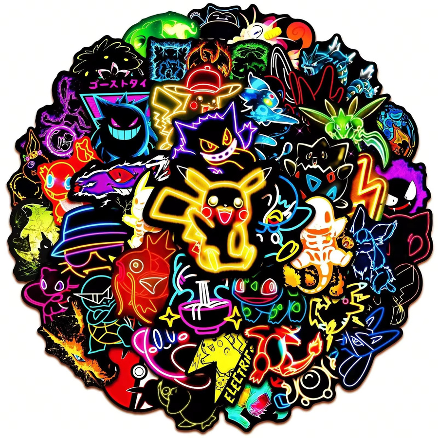 Bandai Pokémon Aufkleber, 50 Stück, Neon, PVC-Sticker - Bild 2