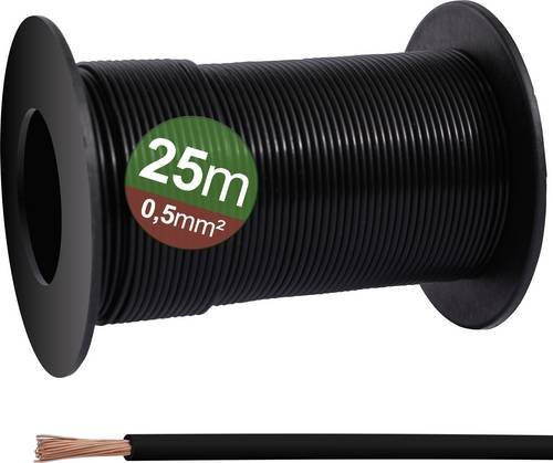 Quadrios Einzelader Kabel 0,5mm² Schwarz 25m - Bild 1