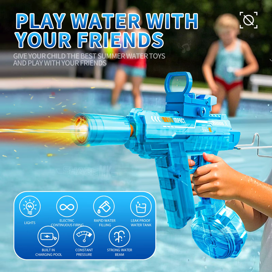 UZI Elektrische Wasserpistole, mit leuchtendem Spielzeug, grau - Bild 5
