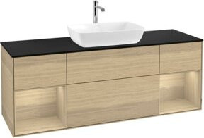 V&B Waschtischunterschrank Finion mit Wandbeleuchtung, Farbe: Beige, Breite: 160 cm, Tiefe: 50,1 cm - Bild 1