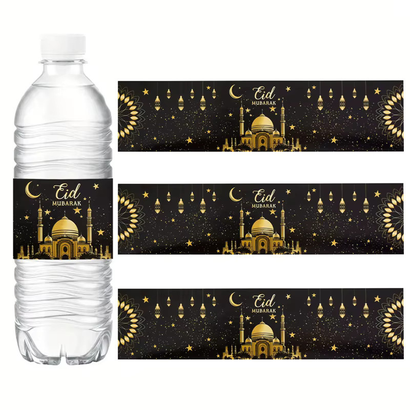 10 Stück Eid Mubarak Aufkleber für Wasserflaschen als Ramadan Kareem Party Dekoration aus Papier - Bild 3